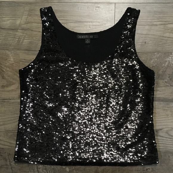 Lafayette 148 New York Tops - Lafayette 148 Top S Black Crop Full Sequin NWOT